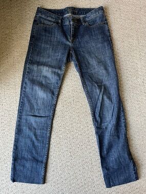 Women's Michael Kors Medium Color Denim Jeans Sz 2 Metal MK Logo On Back Pocket
